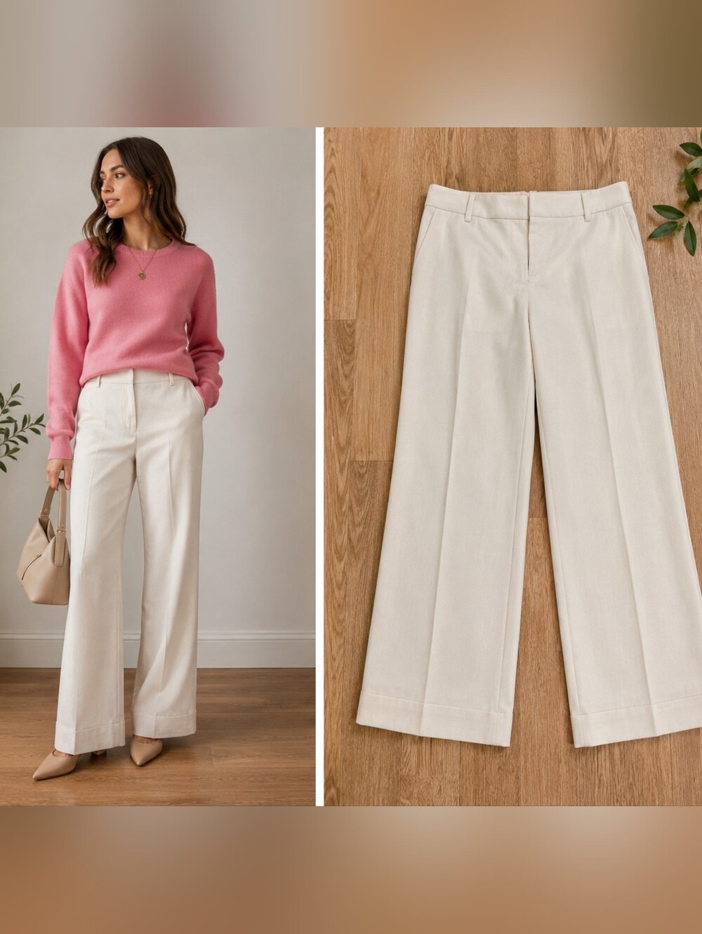 Express Design Studio White Pinstripe Wide Leg Dress Pant Trousers Size 12
